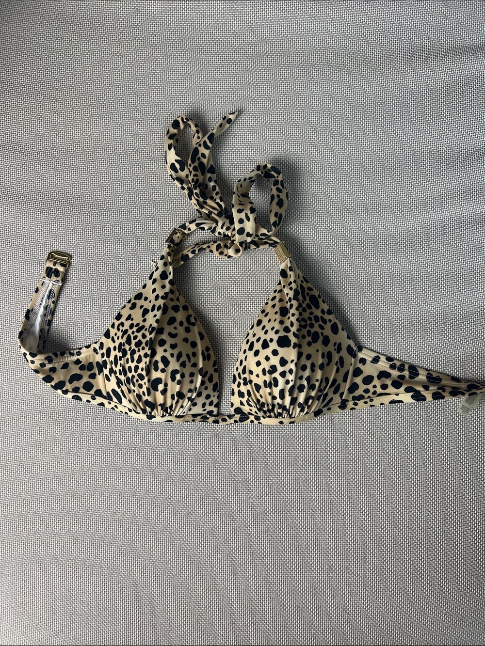 Victoria's Secret Black and Beige Leopard Halter Bikini Top